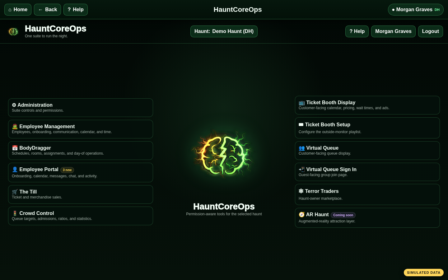 HauntCoreOps operations dashboard